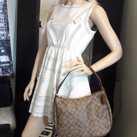 Perforated White Cocktail Mini Dress - Picture 4 of 6